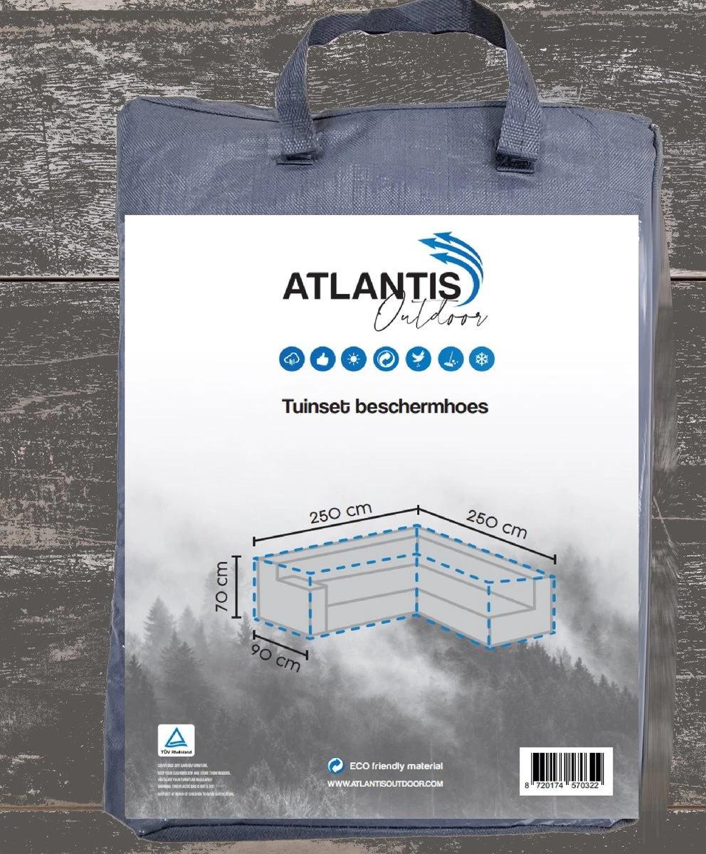 Weersbestendige Beschermhoes Voor Hoekbank | 250/90 X 250/90 X 70 Cm (L-vorm) - Tuinbank / L-Vorm -Waterdicht - Grijs - Afbeelding 5