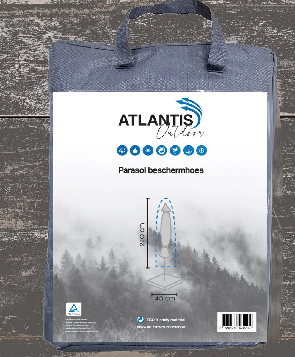 Weersbestendige Parasolhoes - Rond & Vierkant - Max. 3 X 3 M - Grijs / Antraciet - Stokparasol - Afbeelding 8